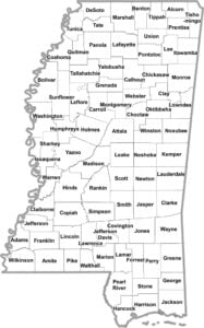 Mississippi Simple County Map