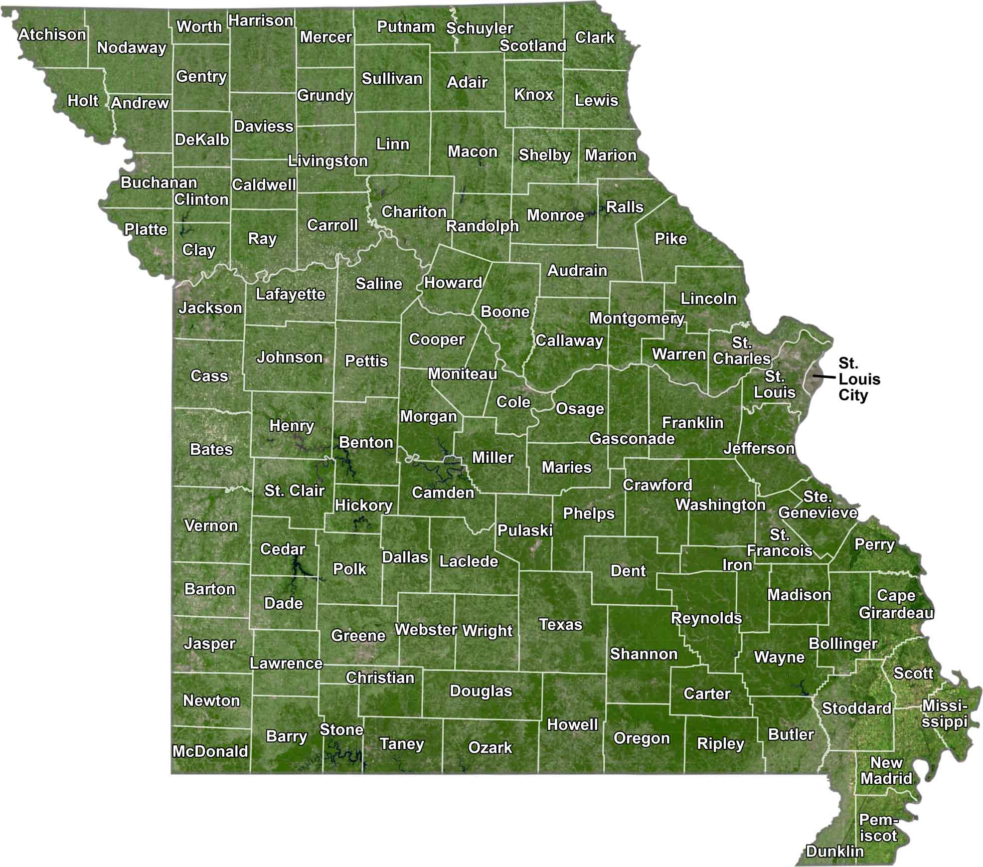 Missouri Satellite County Map