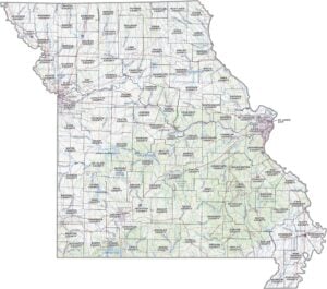 Missouri Topographic County Map