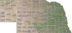 Nebraska Satellite County Map