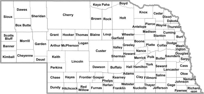 Nebraska Simple County Map