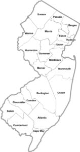 New Jersey Simple County Map