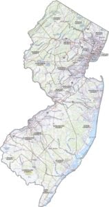 New Jersey Topographic County Map