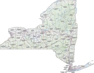 New York Topographic County Map