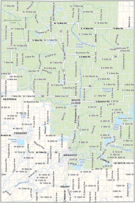 Newaygo County Map, Michigan - US County Maps