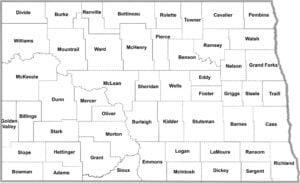 North Dakota Simple County Map