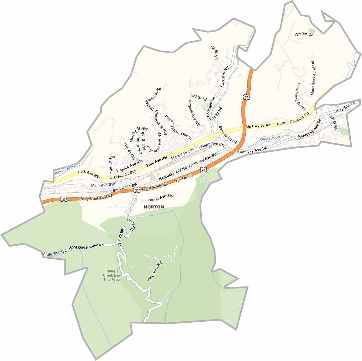 Norton City Map Virginia
