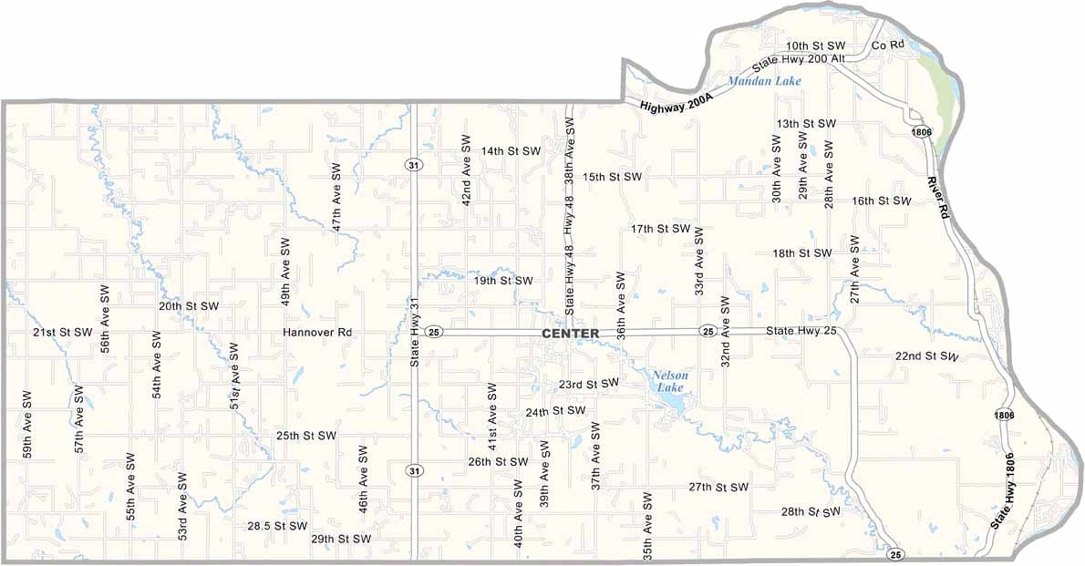 Oliver County Map North Dakota