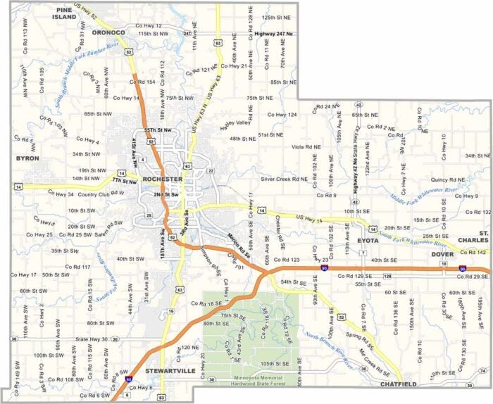 Olmsted County Map, Minnesota