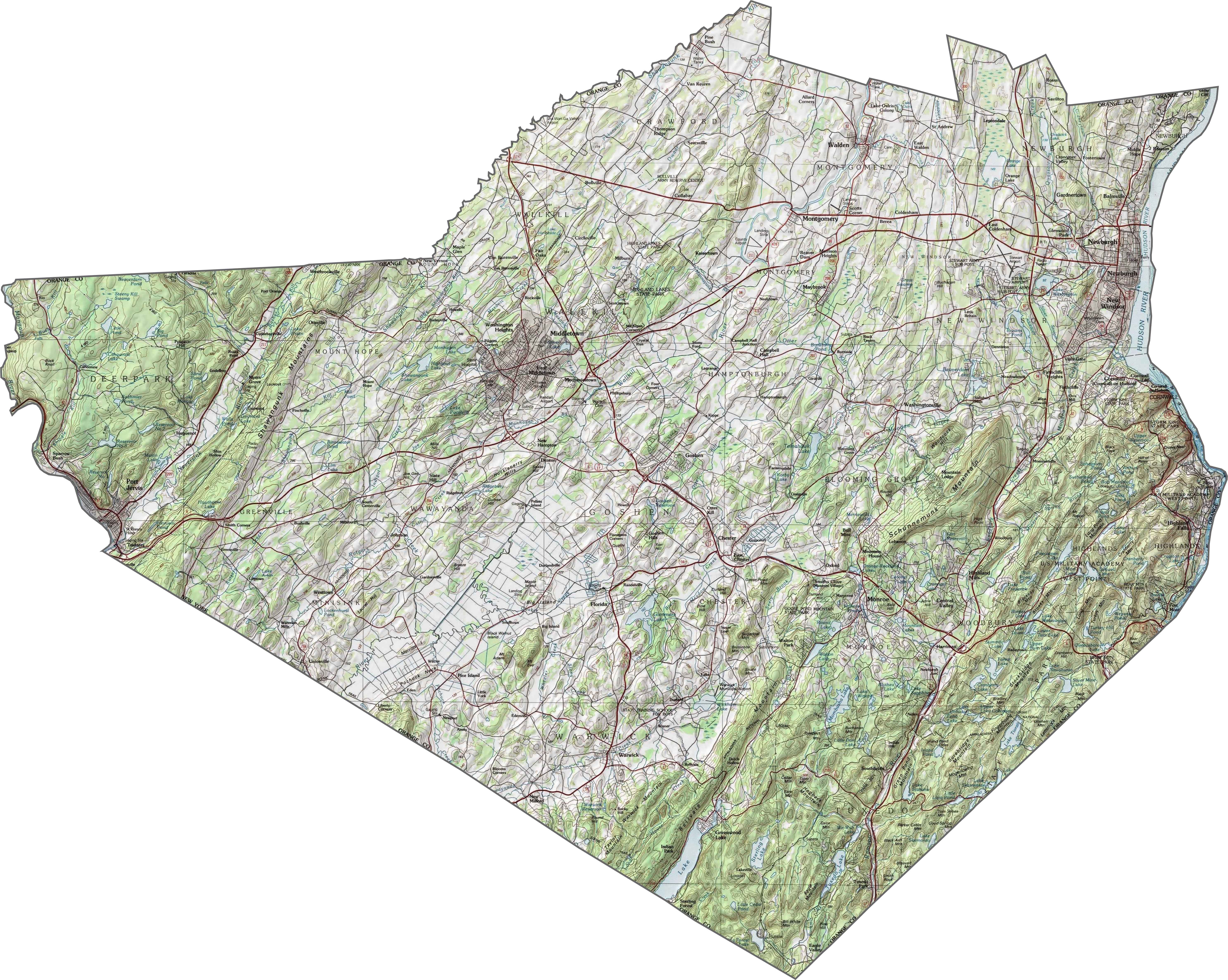 Orange County Topographic Map New York