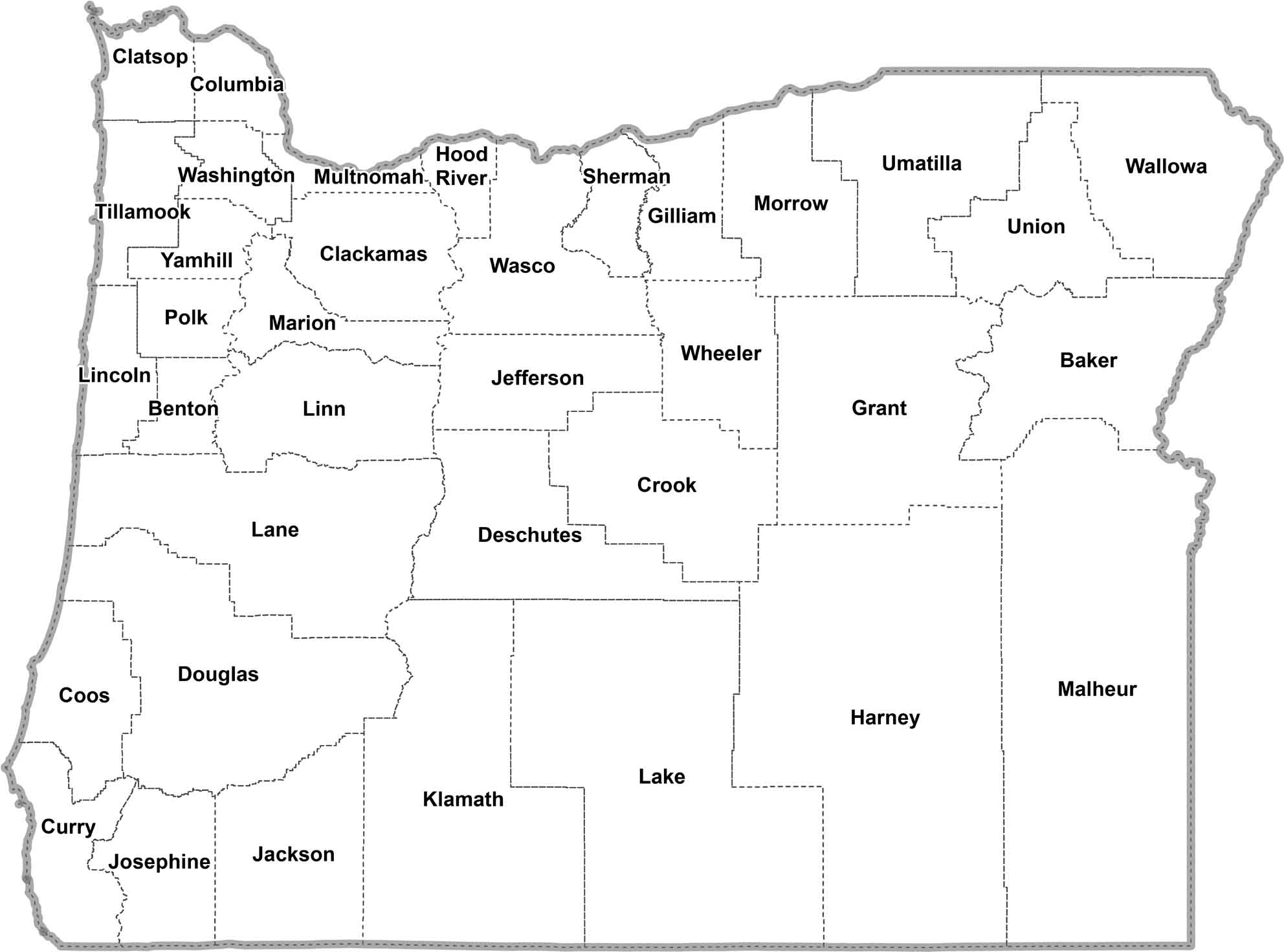 Oregon Simple County Map