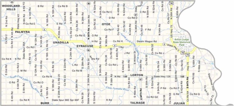 Otoe County Map, Nebraska - US County Maps