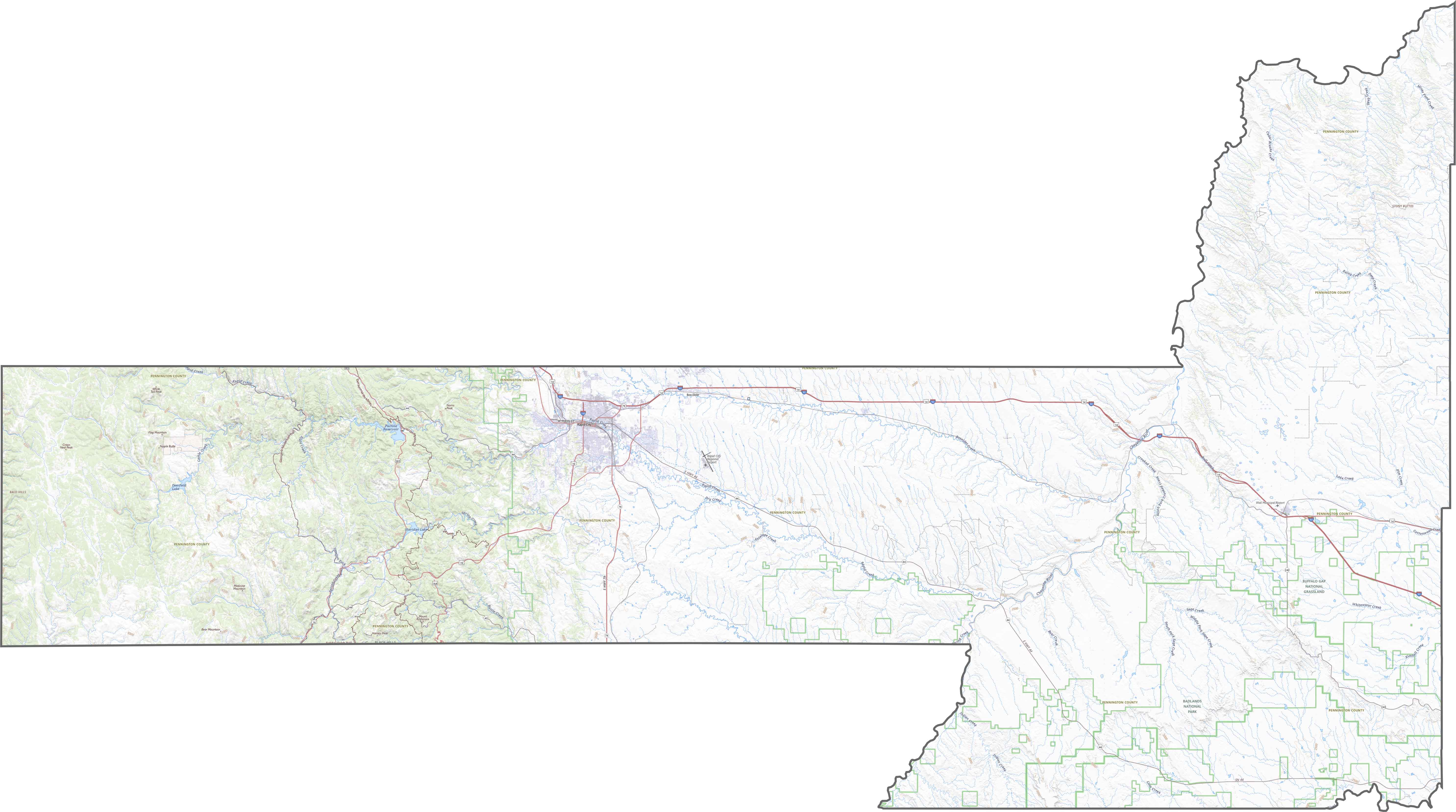 Pennington County Road Map South Dakota