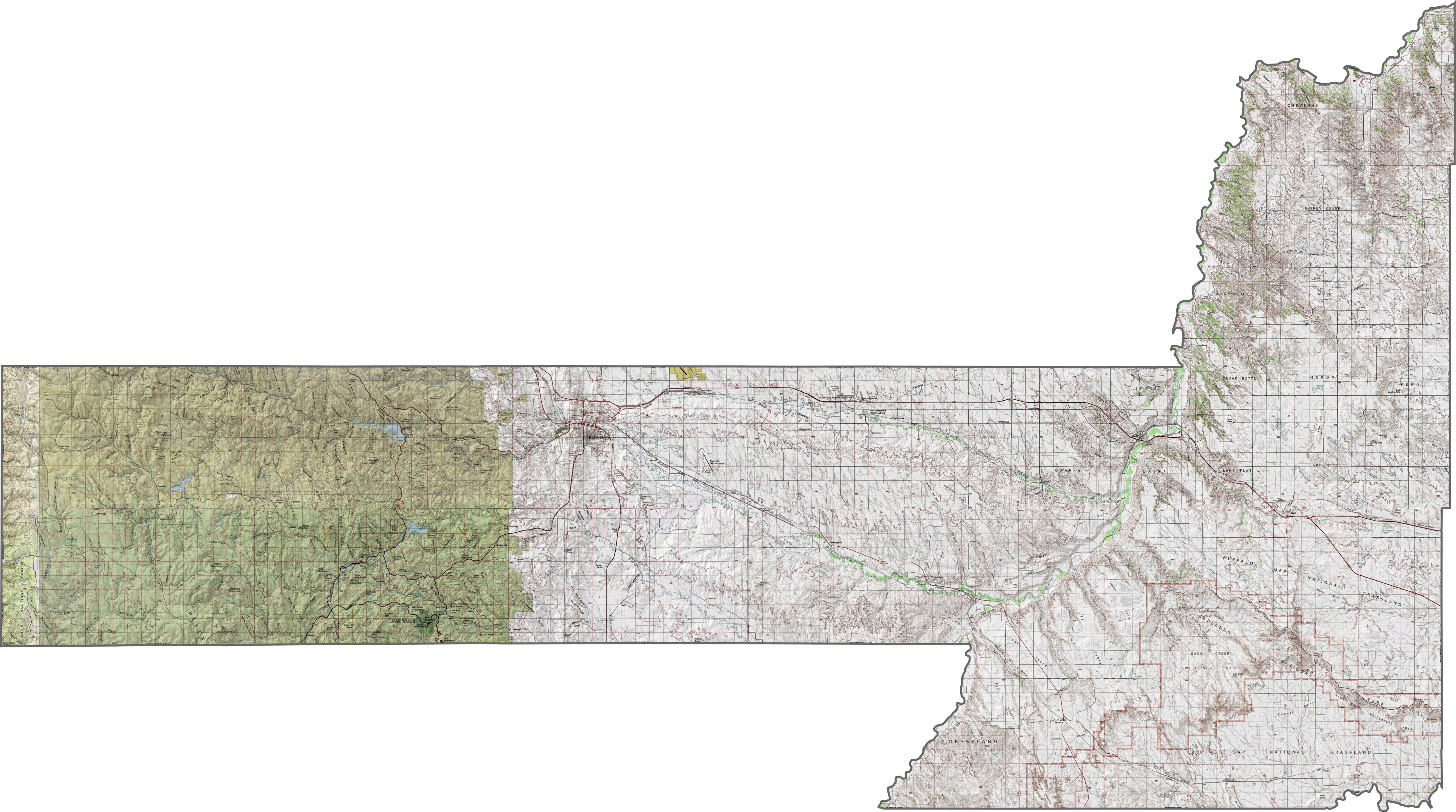 Pennington County Topographic Map South Dakota
