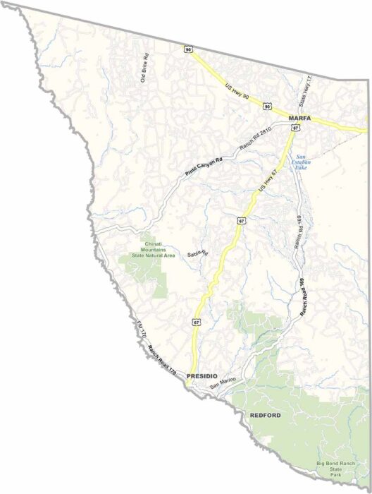 Presidigo Map Presidio County Map, Texas - US County Maps