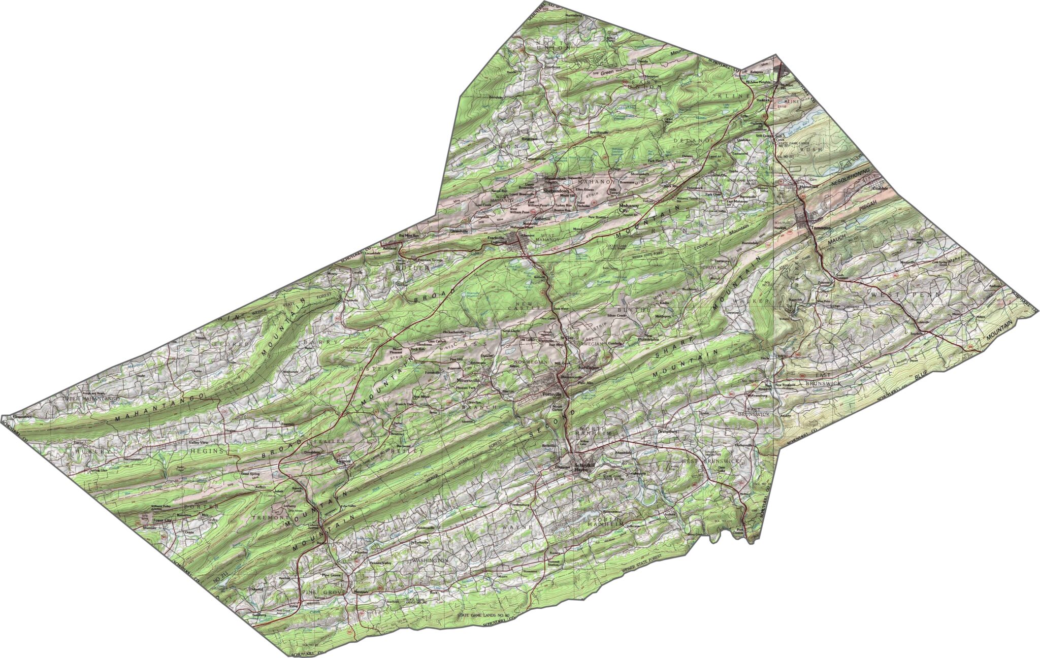 Schuylkill County Map Pennsylvania Us County Maps