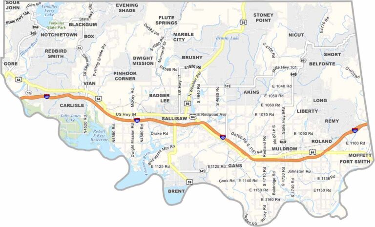Sequoyah County Map, Oklahoma - US County Maps