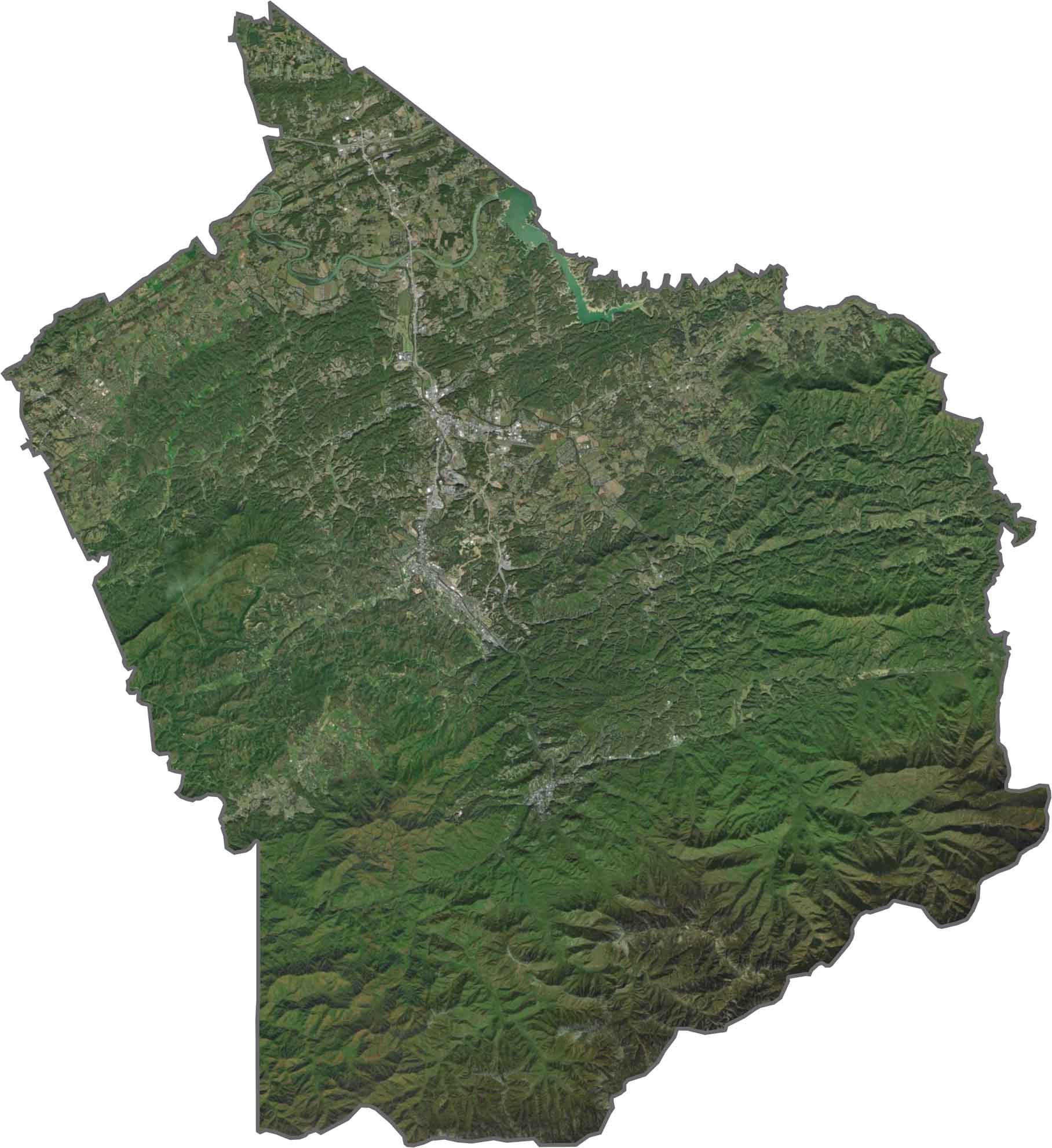 Sevier County Satellite Map Tennessee