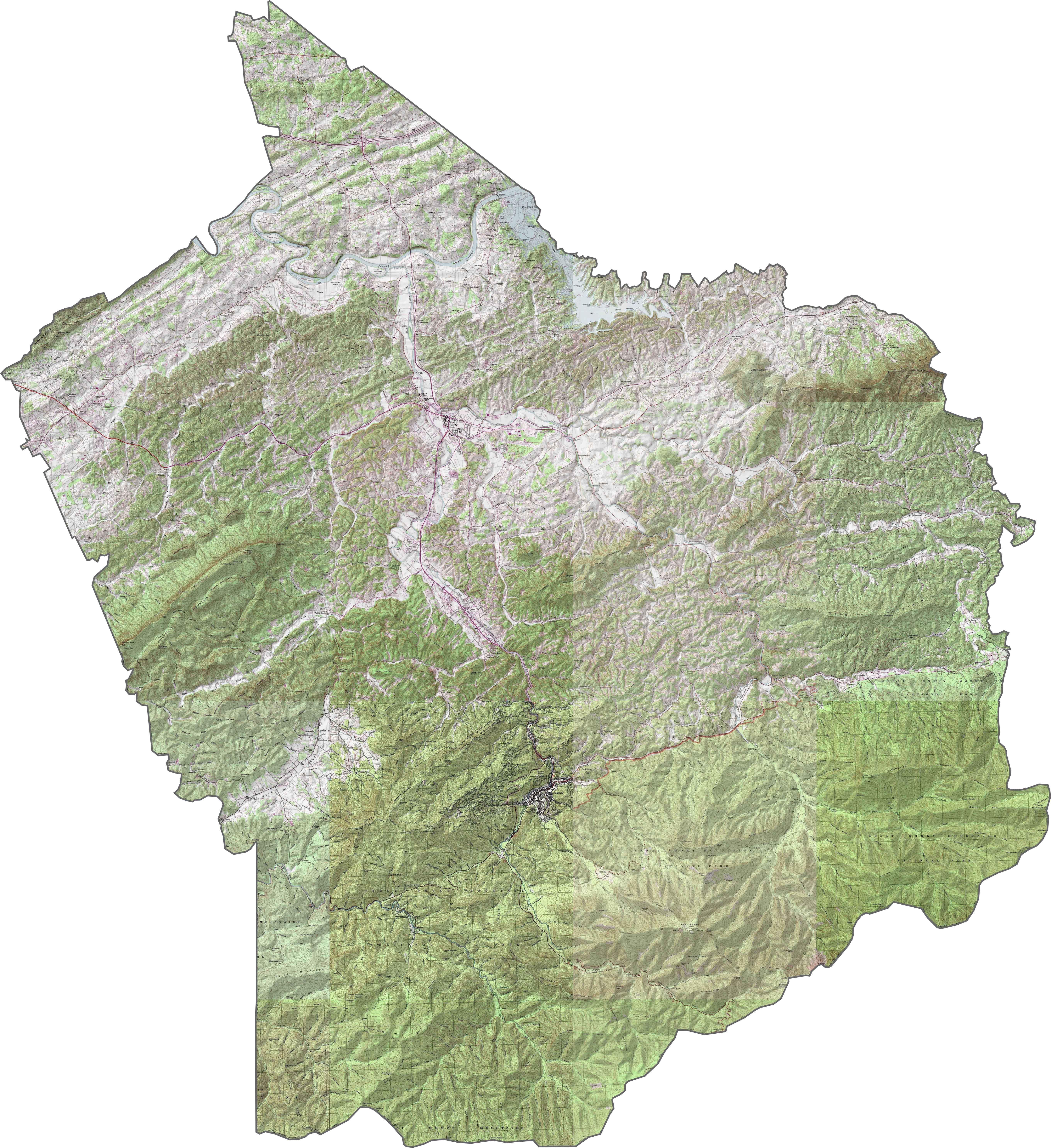 Sevier County Topographic Map Tennessee