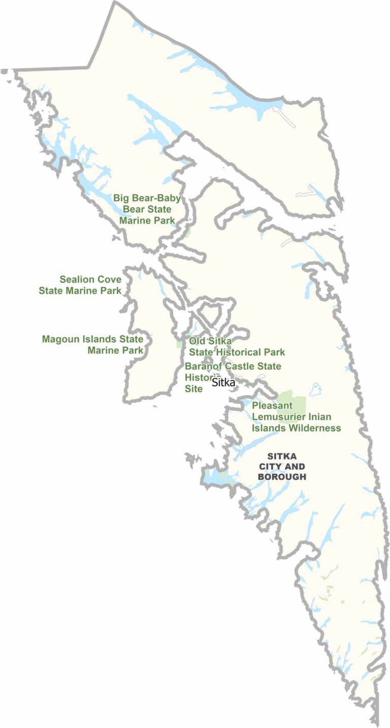 Sitka City and Borough Map, Alaska US County Maps
