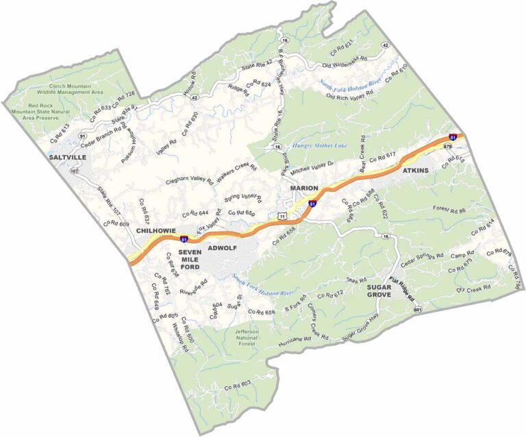 Smyth County Map, Virginia - US County Maps