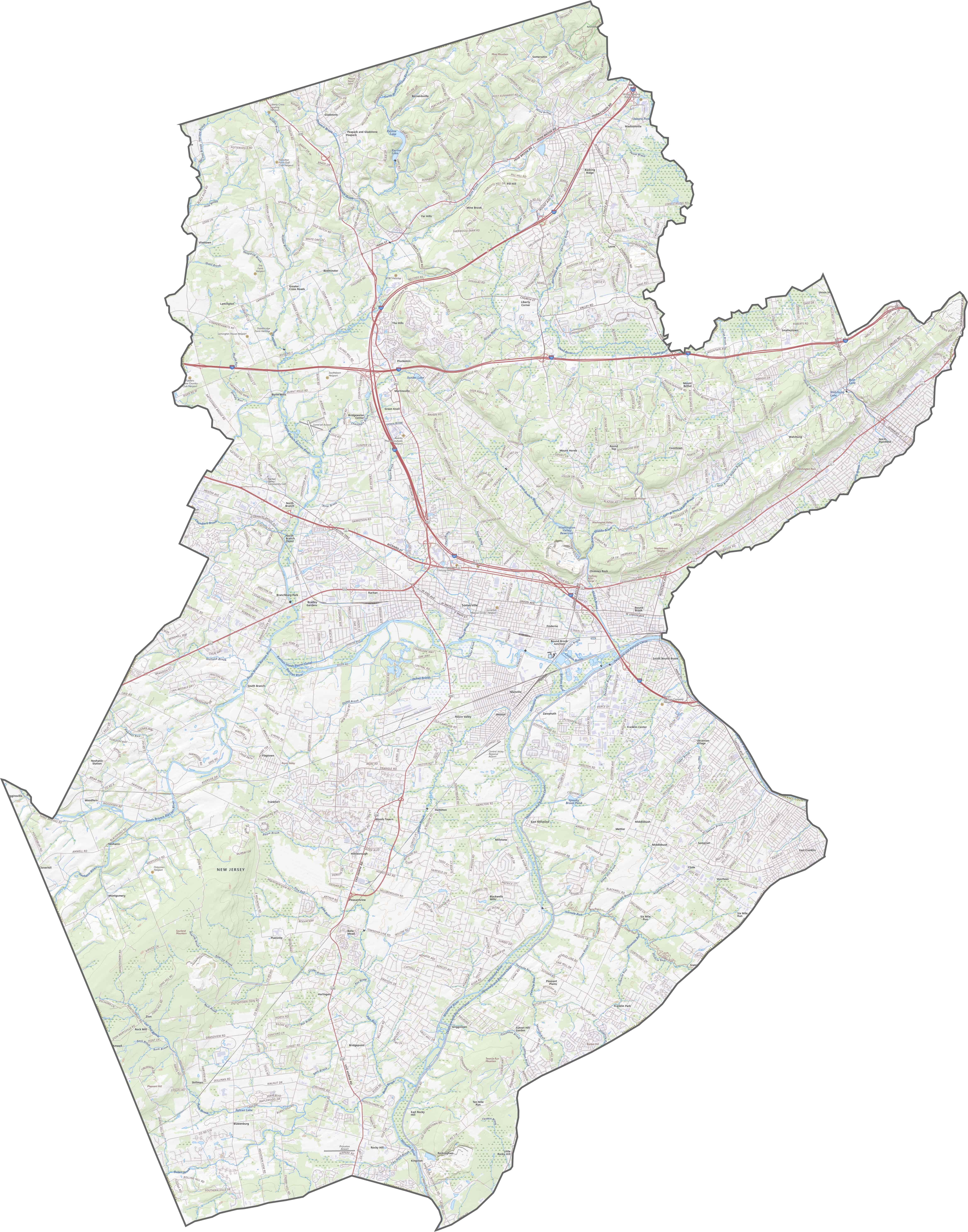 Somerset County Road Map New Jersey