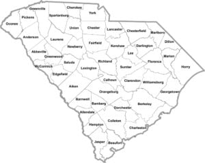 South Carolina Simple County Map