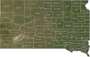 South Dakota Satellite County Map