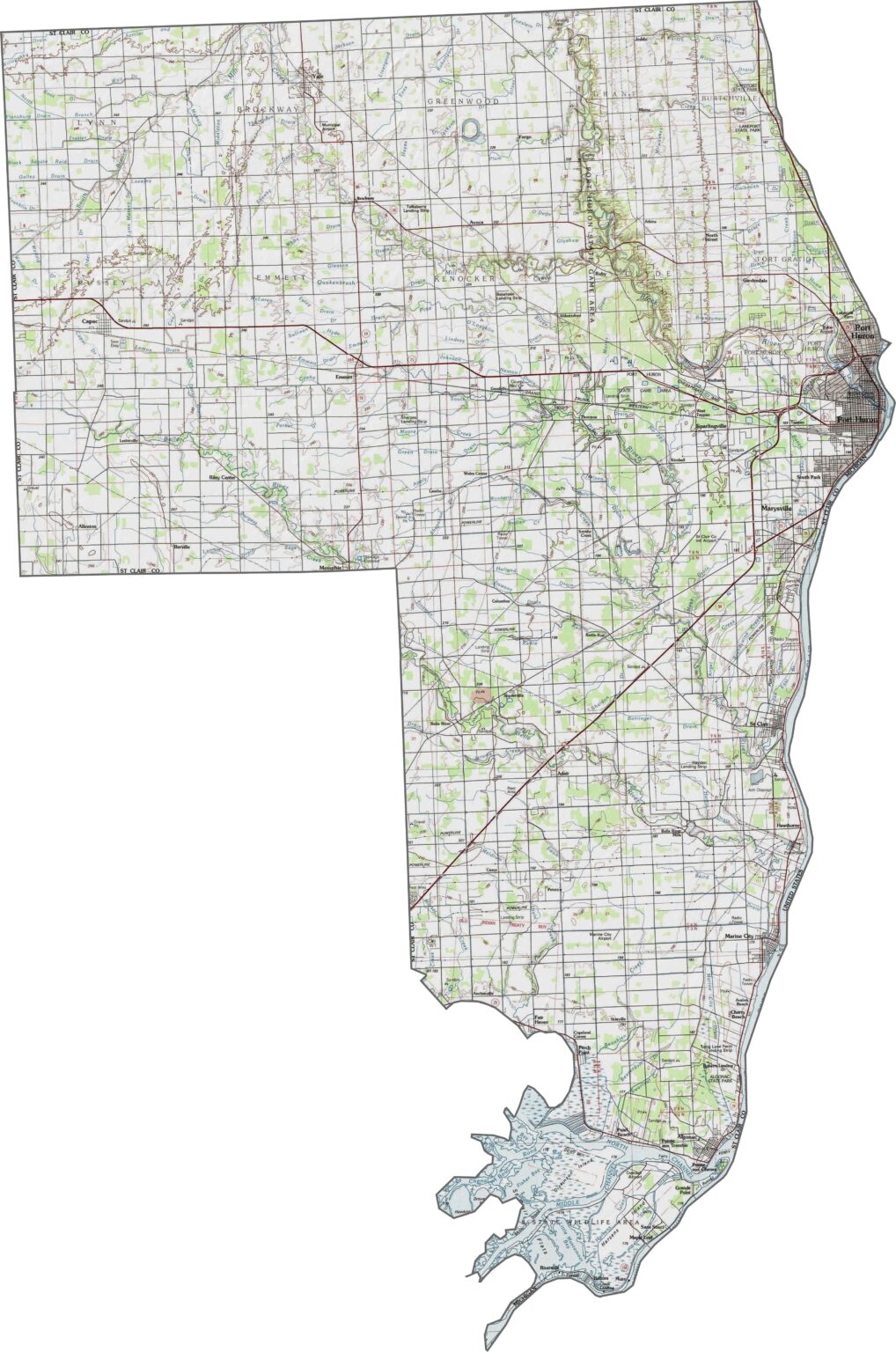 St. Clair County Map, Michigan - US County Maps