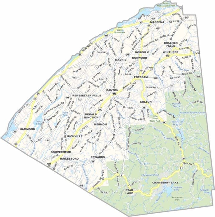 Jobs In St Lawrence County Ny St. Lawrence County Map, New York - US County Maps
