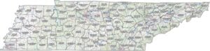 Tennessee Topographic County Map