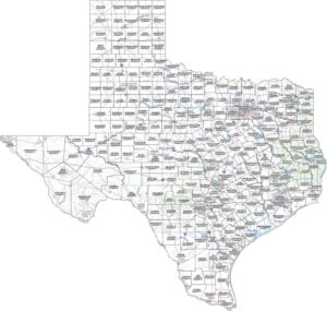 Texas Topographic County Map