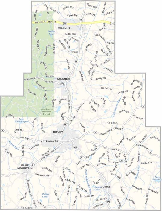 Tippah County Map, Mississippi - US County Maps