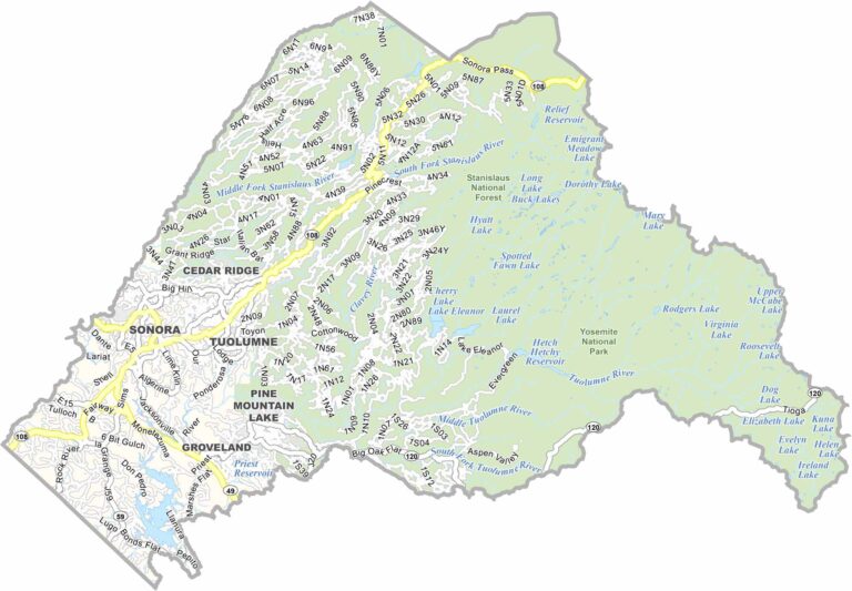 Springfield California Map Tuolumne County Map, California - US County Maps