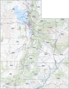 Utah Topographic County Map