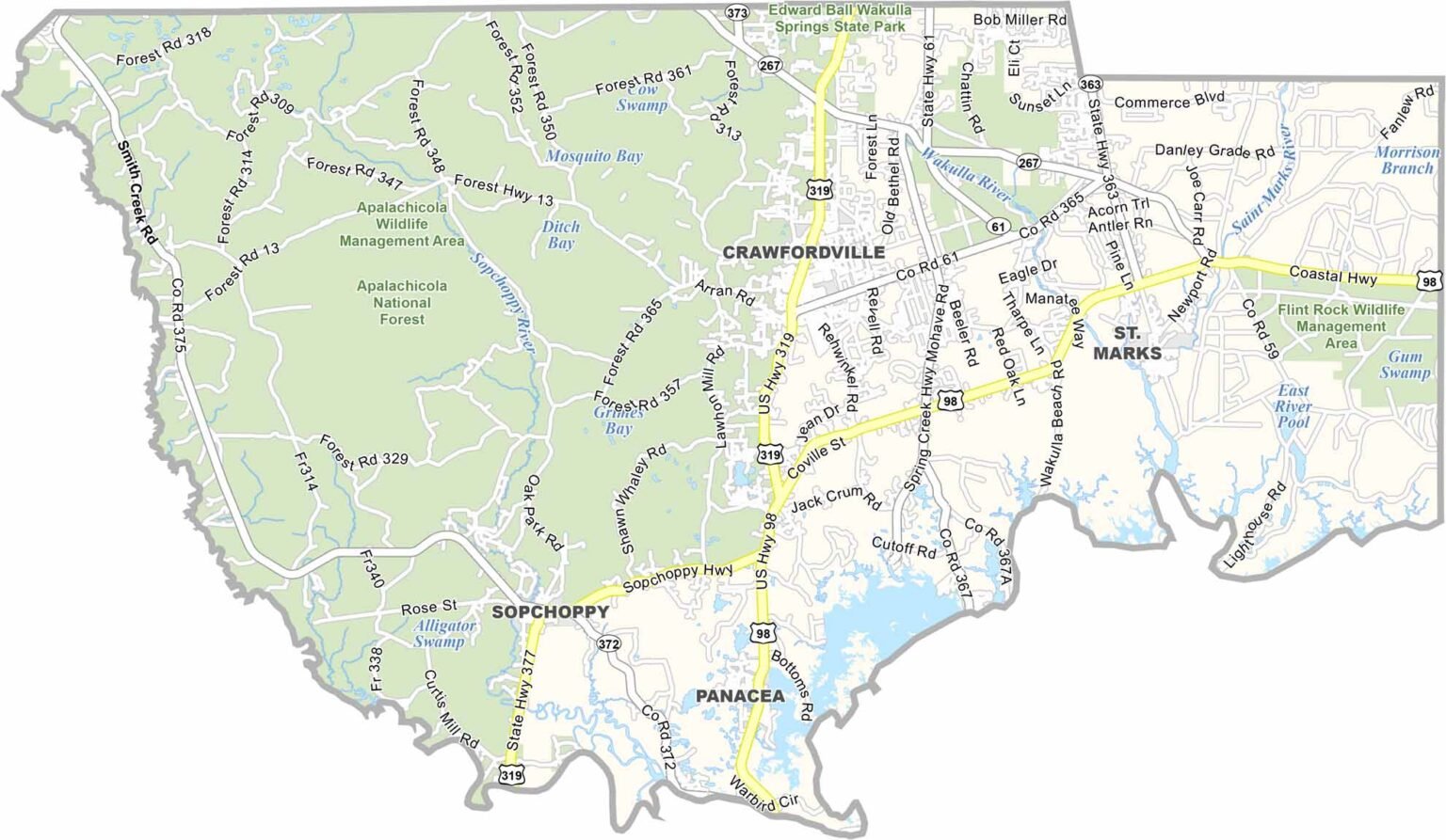 Wakulla County Map Florida
