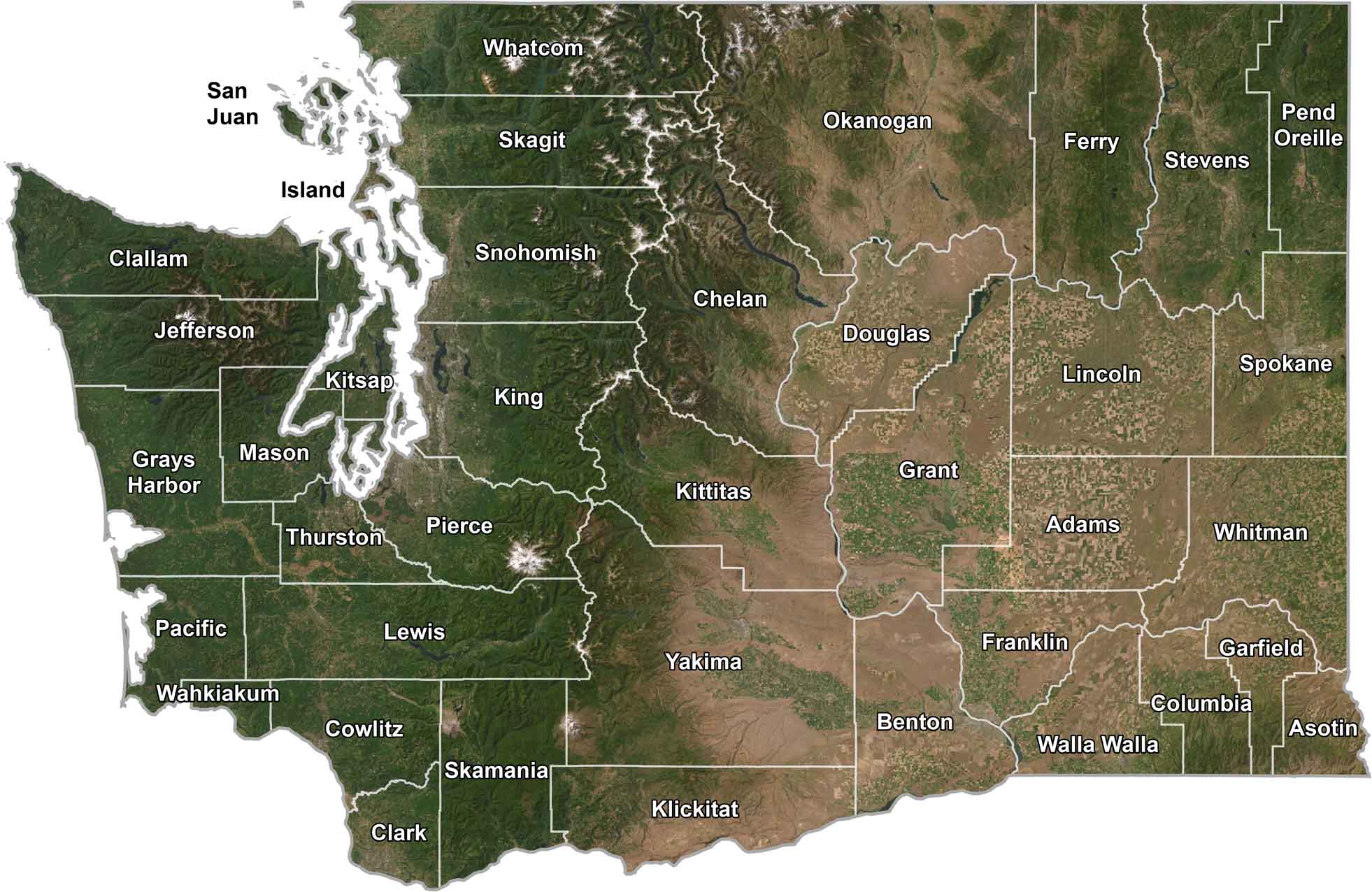 Washington Satellite County Map