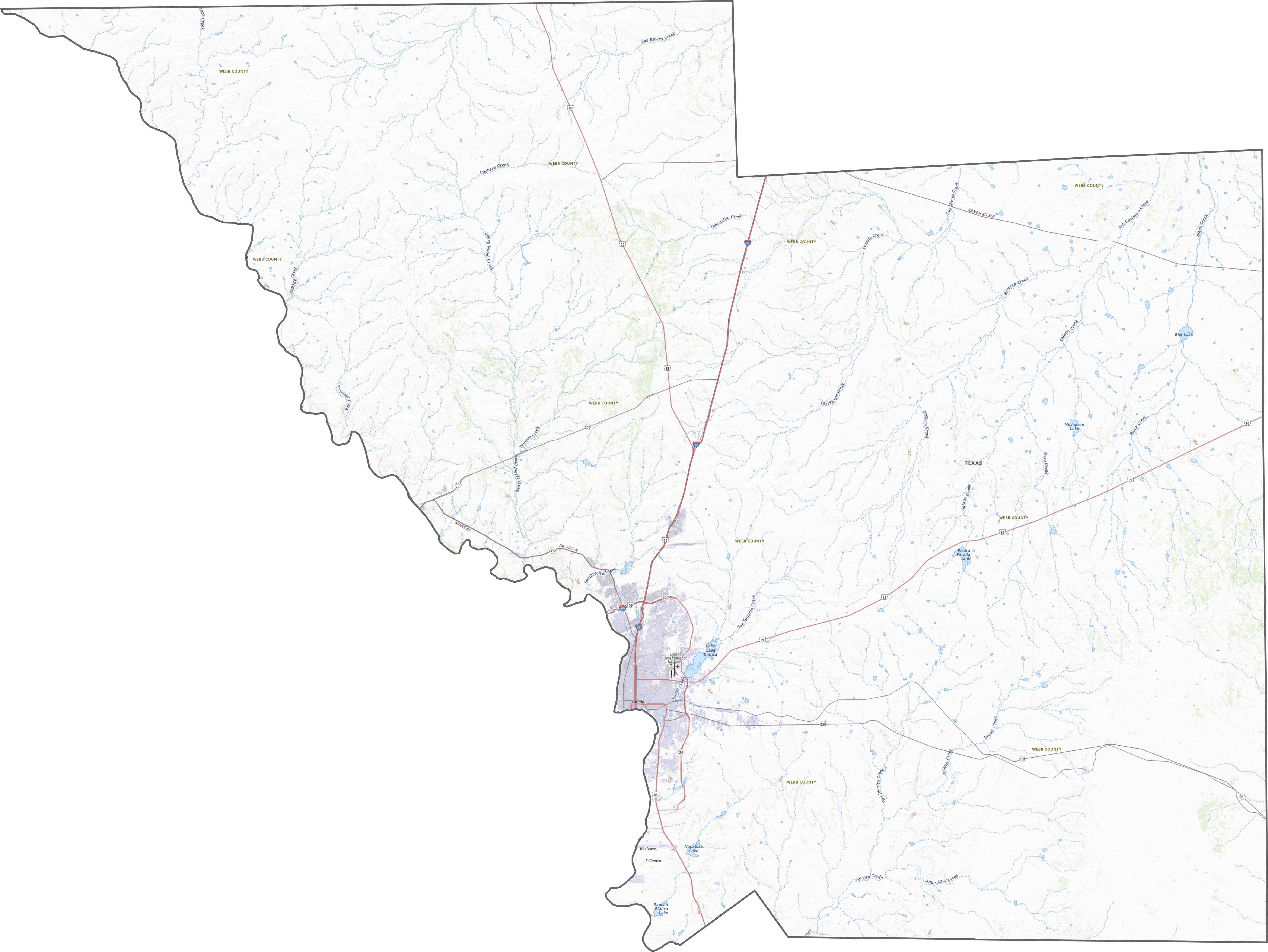 Webb County Road Map Texas