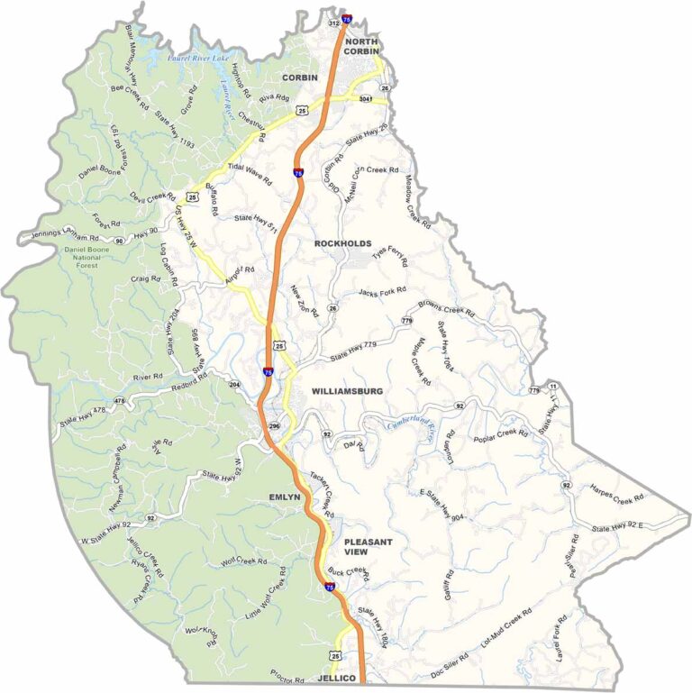Whitley County Map Kentucky Us County Maps