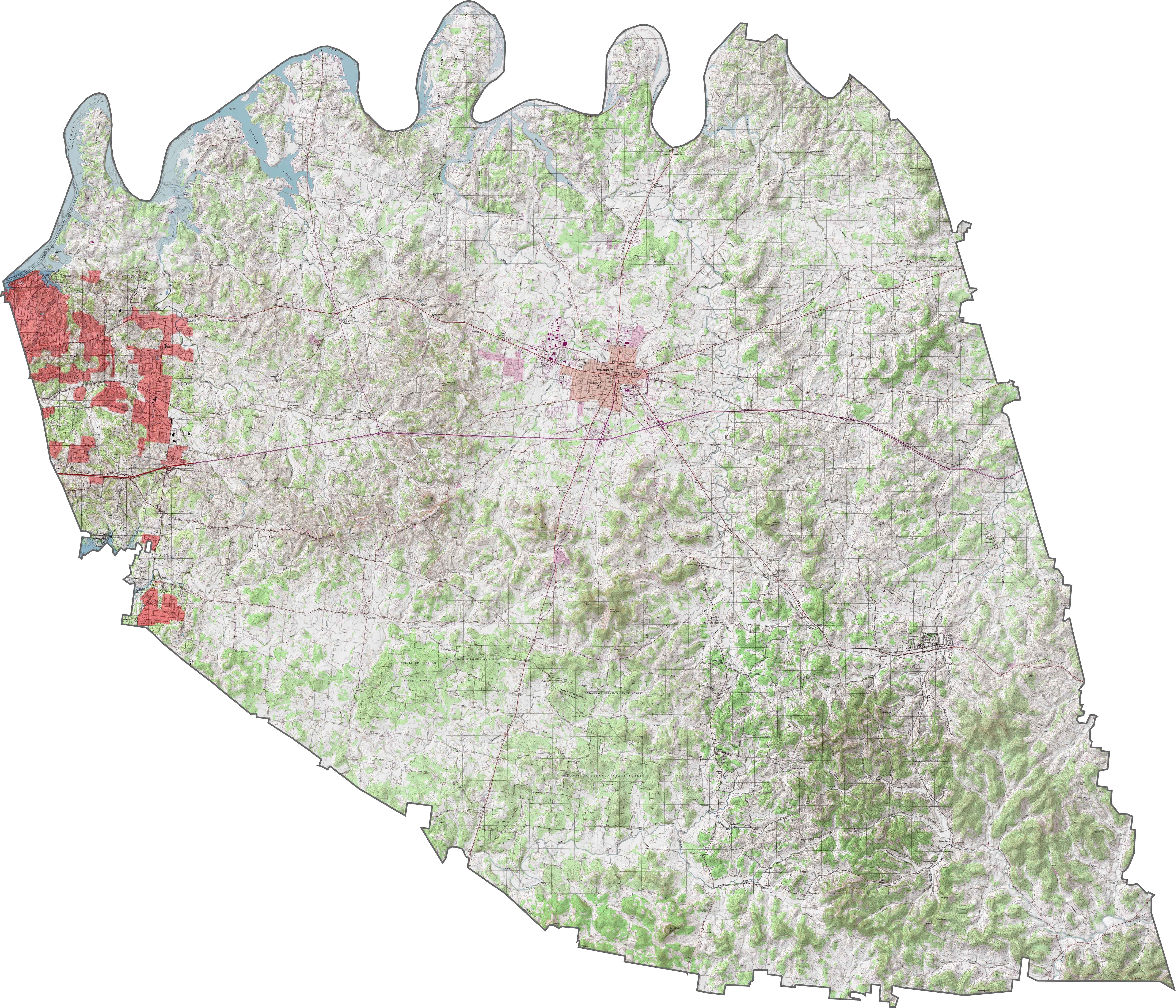 Wilson County Topographic Map Tennessee