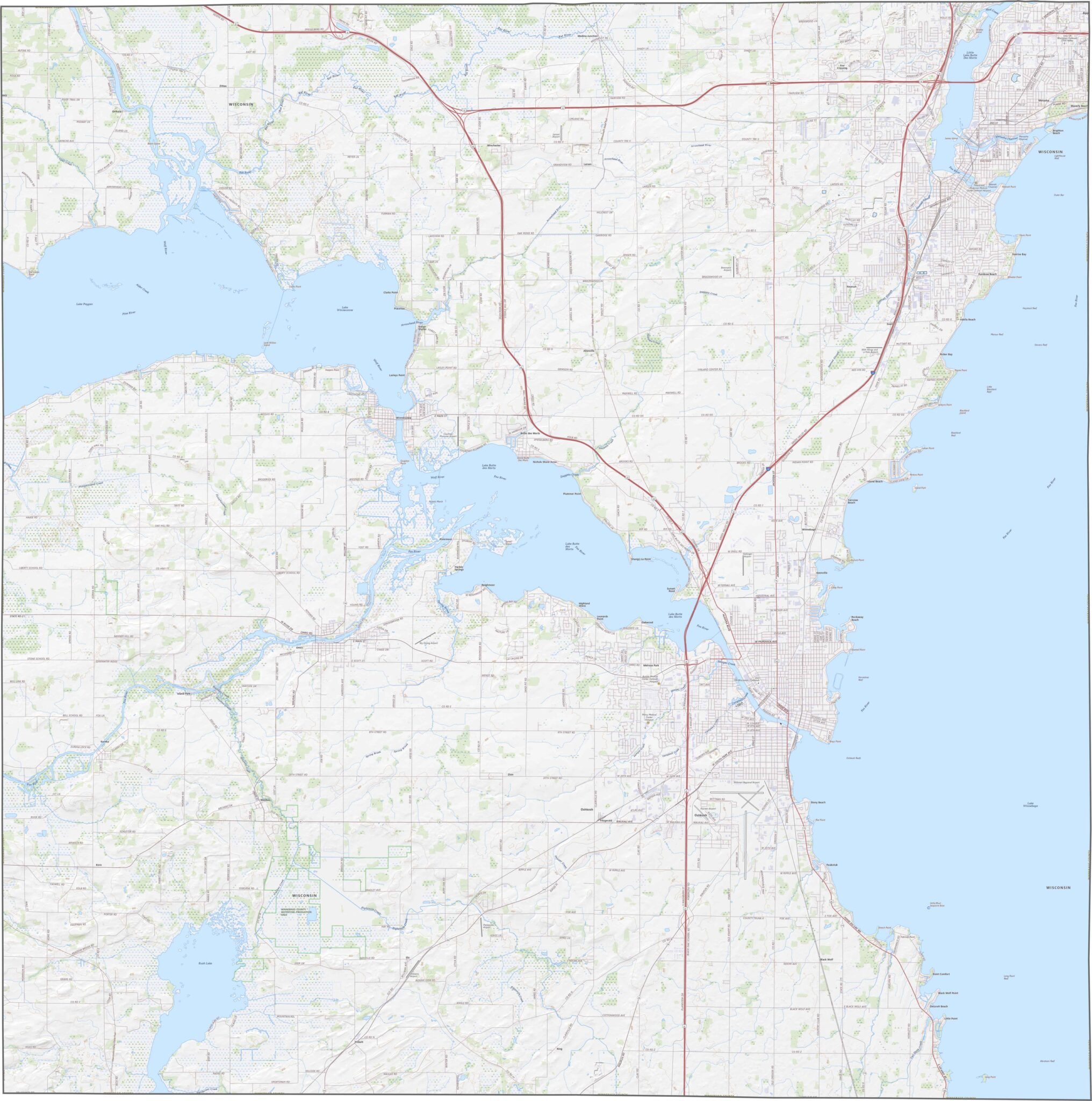 Winnebago County Map, Wisconsin - US County Maps