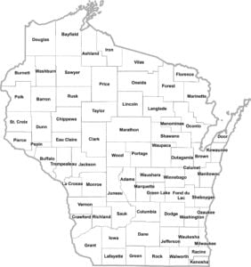 Wisconsin Simple County Map
