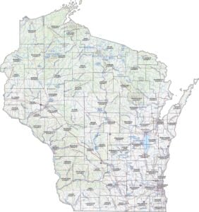 Wisconsin Topographic County Map