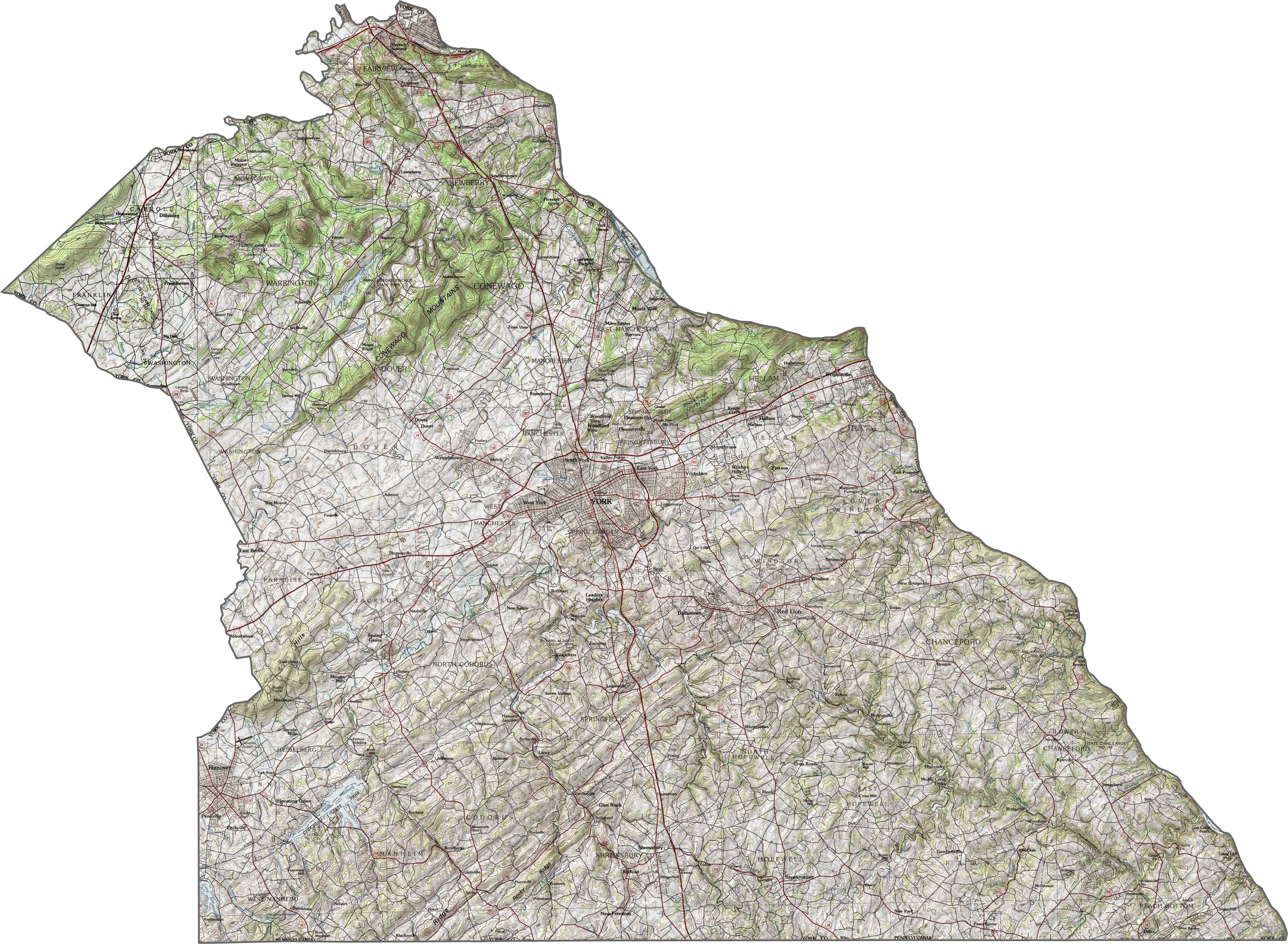 York County Topographic Map Pennsylvania